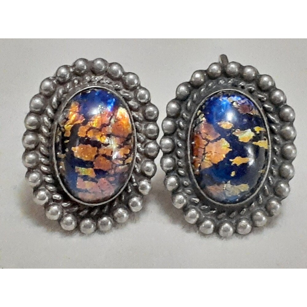 Dragons breath sterling silver native American screwback earrings vintage